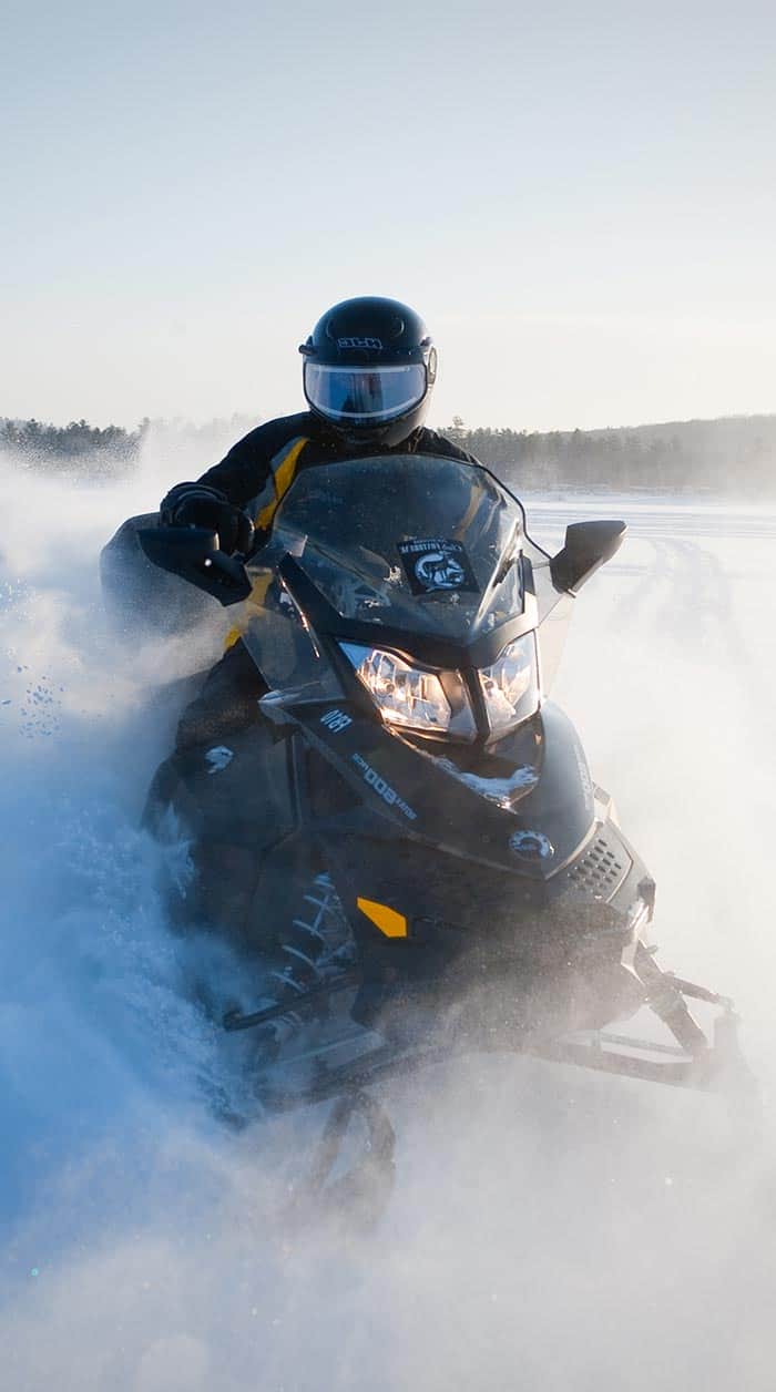 A snowmobile adventure available in the Upper Laurentians